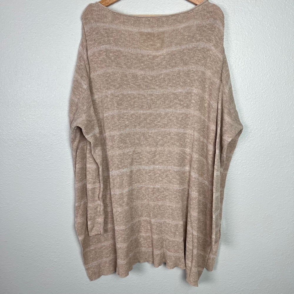Free People Womens Oversized Tunic Sweater Tan Striped Scoop Neck Large Slouchy - Picture 8 of 10